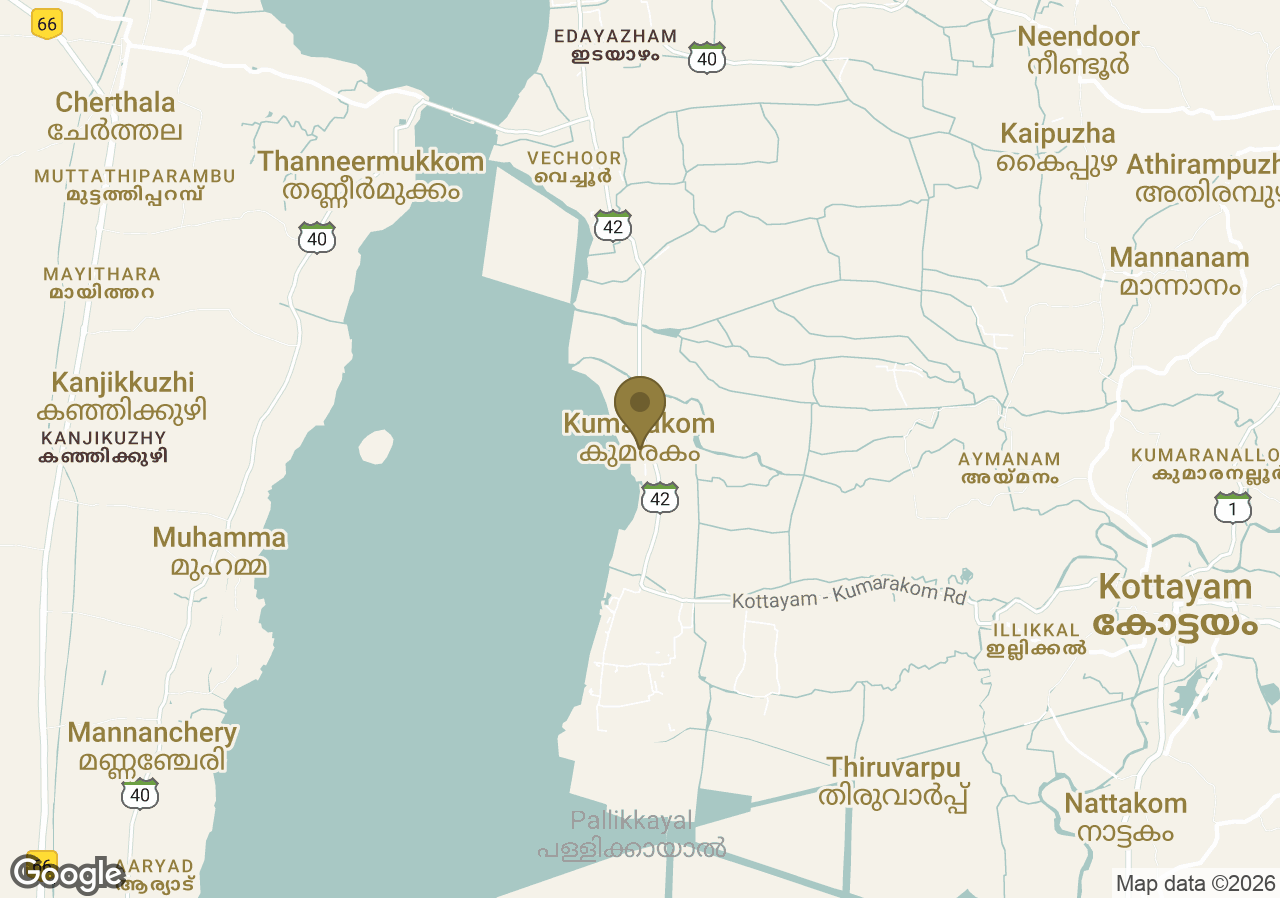 Map of Kumarakom Lake Resort